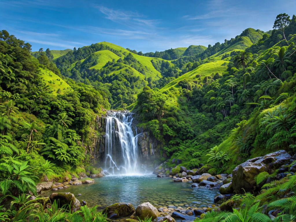 Himchari Waterfall and hills in Cox's Bazar.