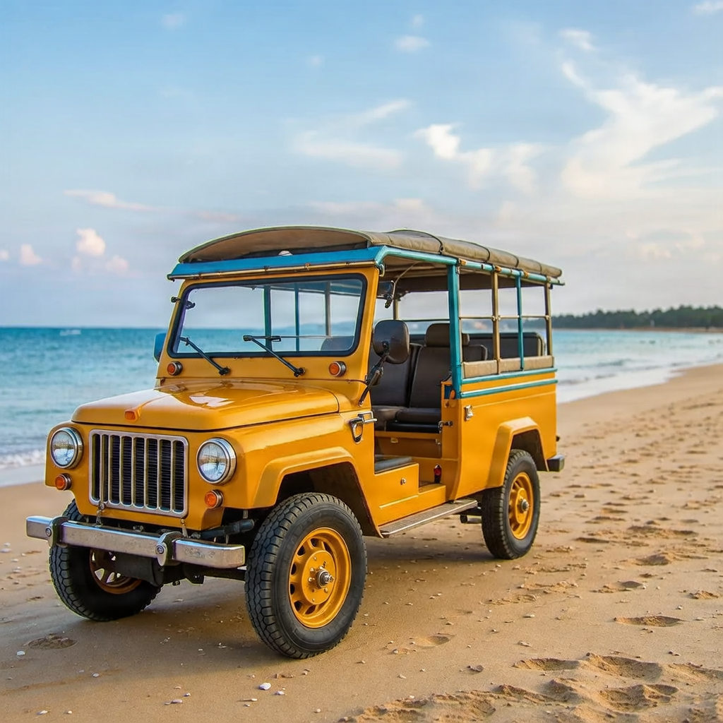 A traditional Chander Gari tourist vehicle in Cox's Bazar.